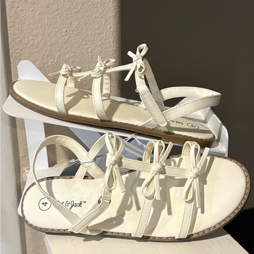 Kids' Aria Bow Sandals Cream - Cat & Jack - Girl Multiple Youth Sizes
